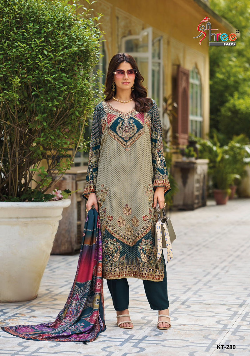 Shree Fab KT 280 Pure Viscous Maslin Digital Print And Hand Work Pakistani Suits