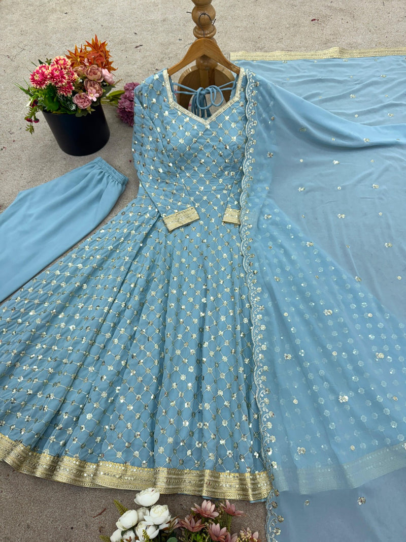 SSR 525 Heavy Georgette With Heavy Embroidery Sequence Work Women’s Ethnic Wear