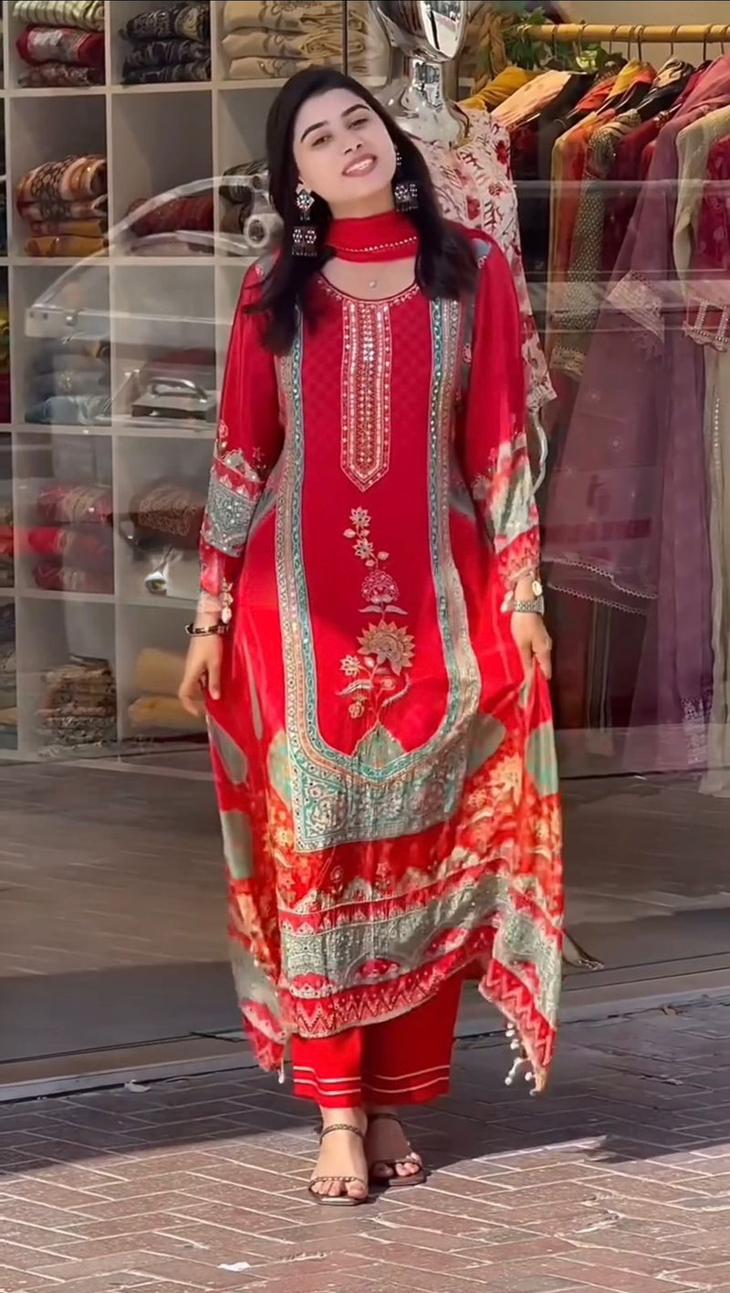 ST 224 Designer Heavy Fuax Georgette Work Suits