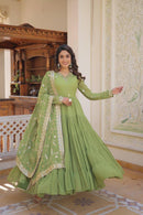 LW 9162 B Unique Coloured Georgette With Embroidered Work Designer Gown