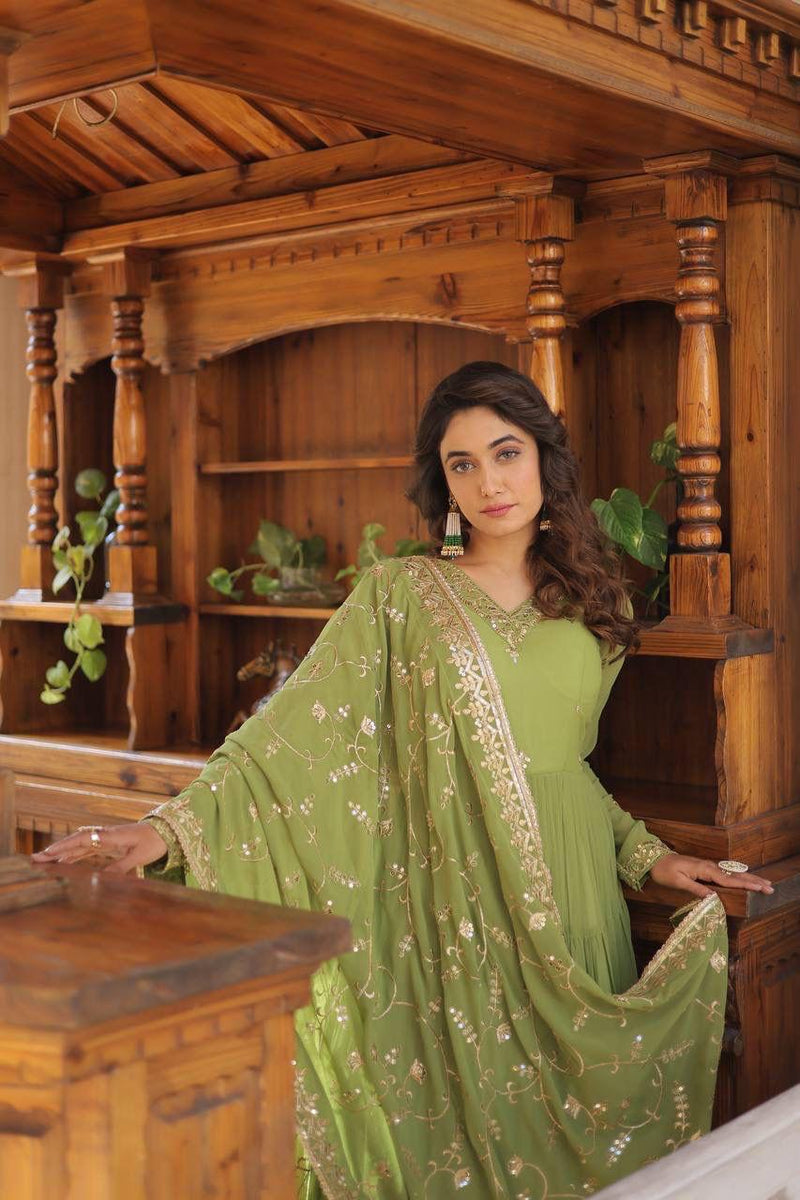 LW 9162 B Unique Coloured Georgette With Embroidered Work Designer Gown