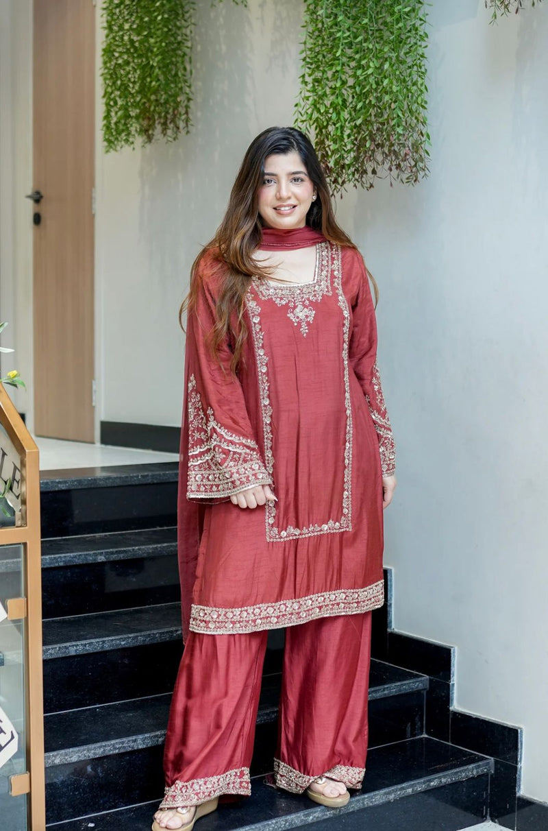 ZSR 3138 Designer German Chiffon With Embroidery Work Traditional Suits