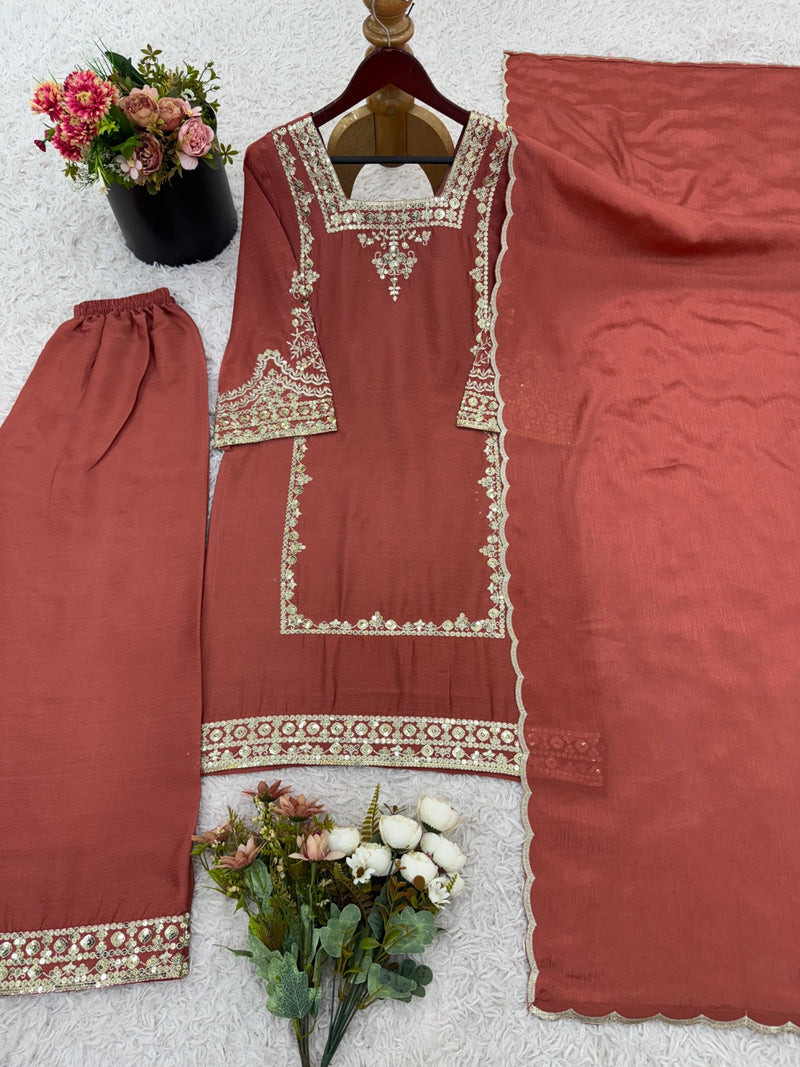 ZSR 3138 Designer German Chiffon With Embroidery Work Traditional Suits