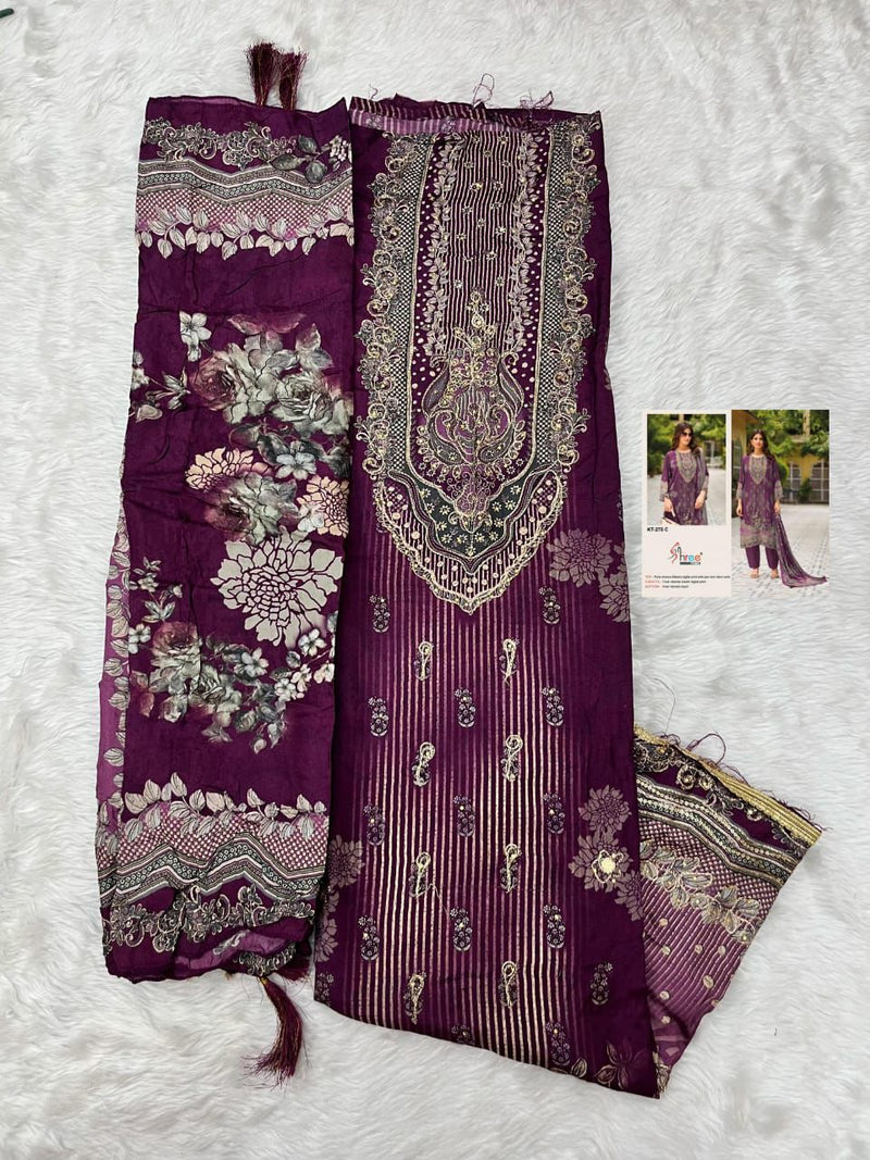 Shree Fabs KT 278 C Pure Viscous Maslin Digital Print And Hand Work Pakistani Suits