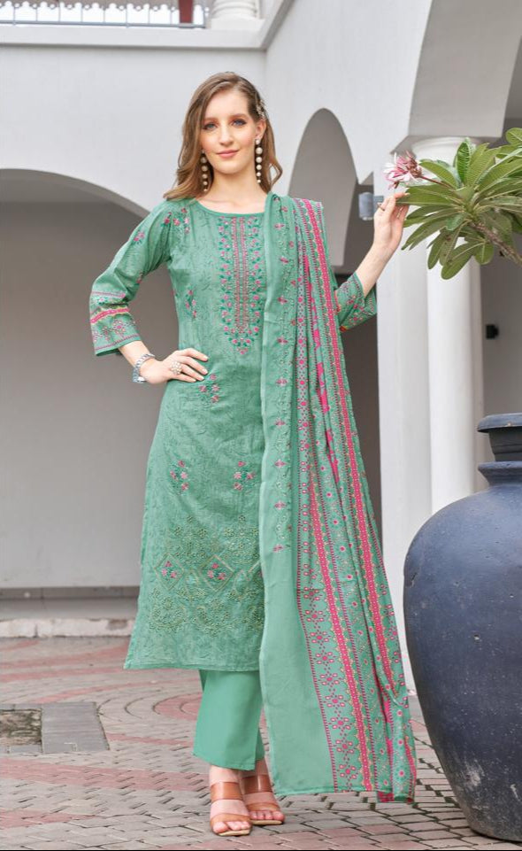 Al Zohaib 1263 Mahima Pure Cotton Print With Self Work Pakistani Suits