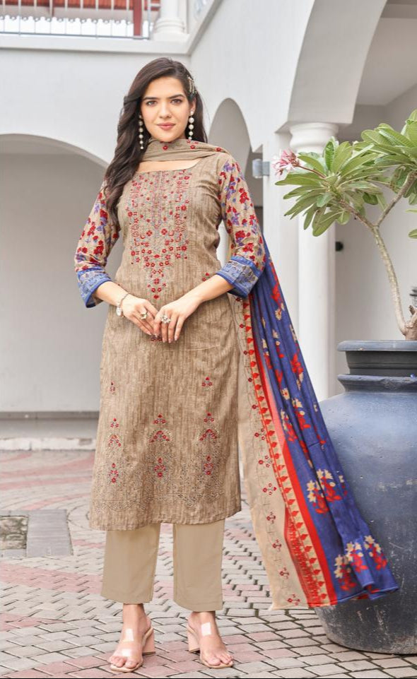 Al Zohaib 1264 Mahima Pure Cotton Print With Self Work Pakistani Suits
