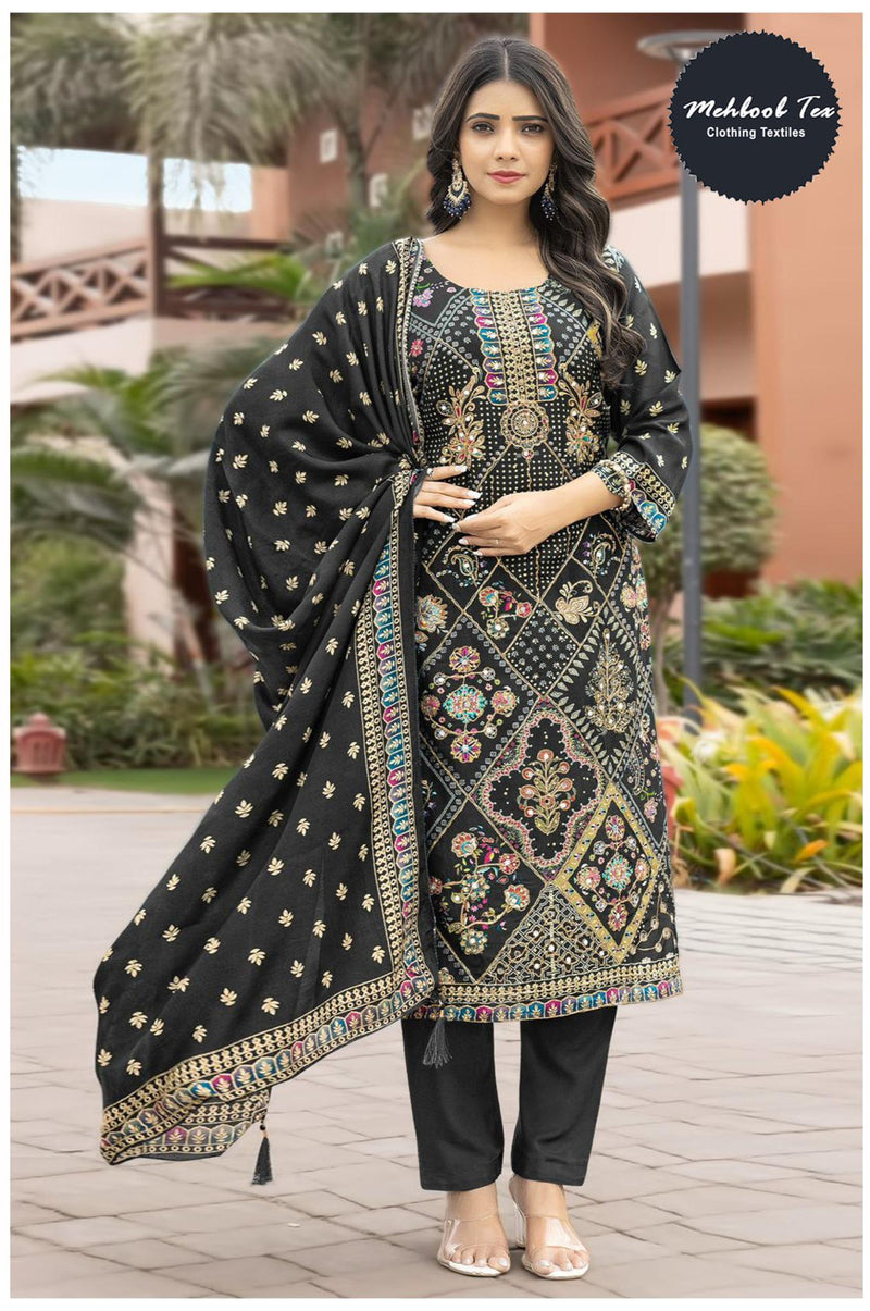 Mehboob Tex 1697 A Pure Viscose Maslin Digital Print With Aari Handwork Pakistani Suits