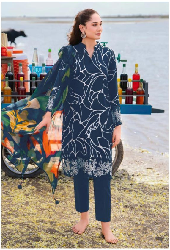 Al Zohaib 1022 G M Basic Pure Cotton Print With Embrodairy Patches Work Pakistani Suits