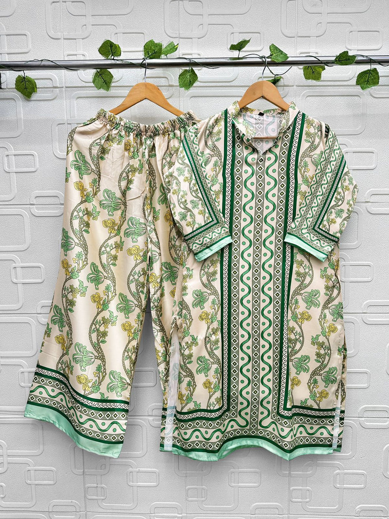 Aasha Designer 10006 Modal Sattin Print Cord Set