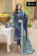 Jihan 3403 Chevron Luxury Lawn With Heavy Self Embroidery N Patch Work Suits