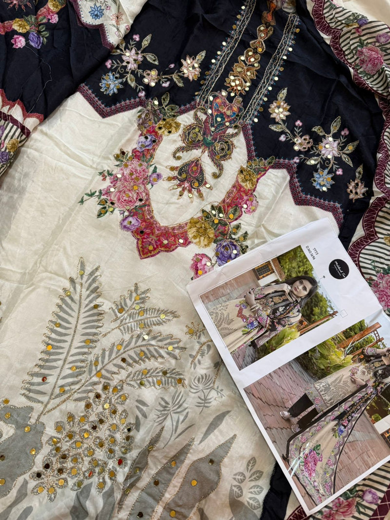 Mehboob Tex 1696 Pure Viscose Maslin Digital Print With Aari Handwork Pakistani Suits