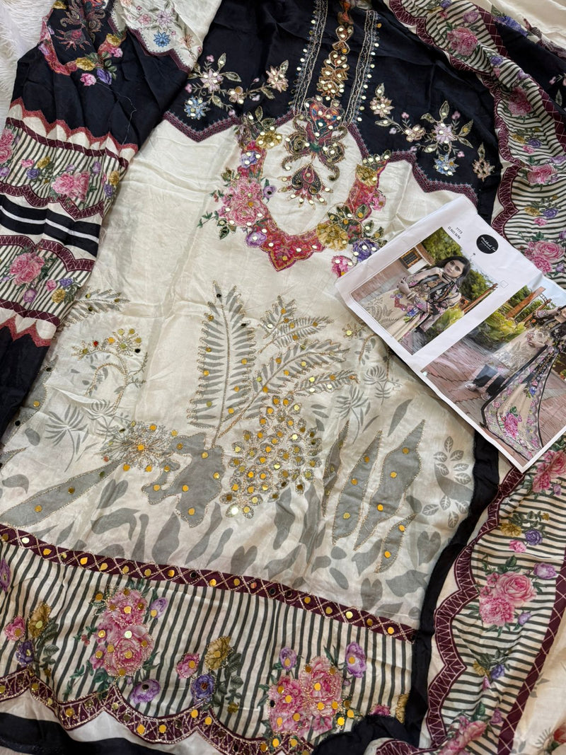 Mehboob Tex 1696 Pure Viscose Maslin Digital Print With Aari Handwork Pakistani Suits