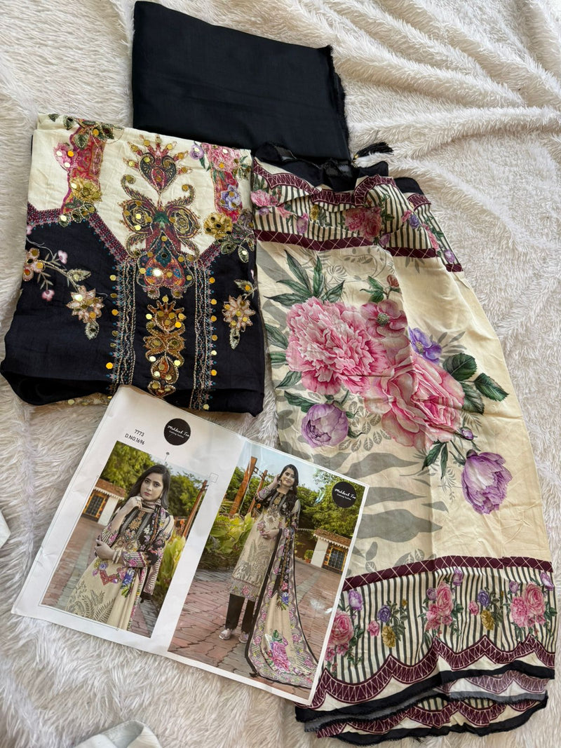 Mehboob Tex 1696 Pure Viscose Maslin Digital Print With Aari Handwork Pakistani Suits