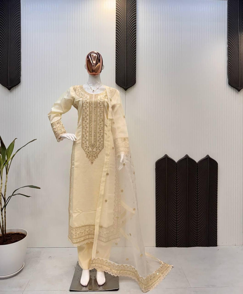 SD 1913 Designer Roman Silk Sequence Embroidered Cotton Work Traditional Suits