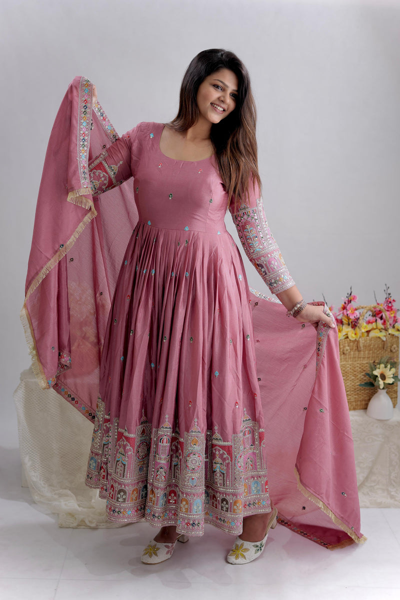 WW 1191 Pure Chinon Silk With Heavy Embroidery Coding Dori Work Pakistani Suits