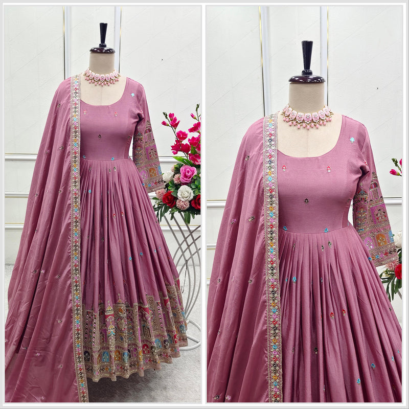 WW 1191 Pure Chinon Silk With Heavy Embroidery Coding Dori Work Pakistani Suits