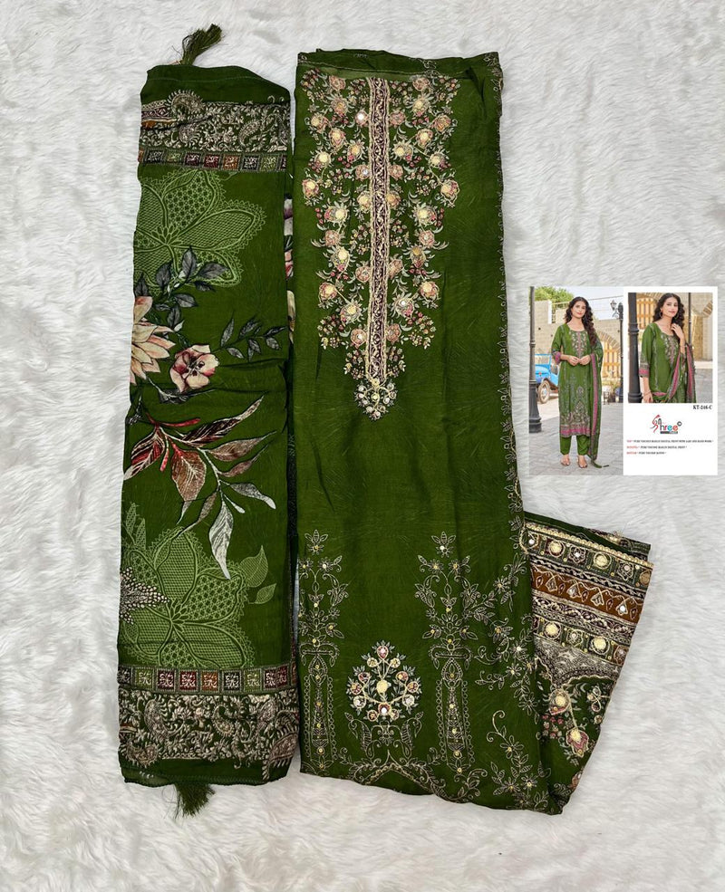 Shree Fabs KT 246 C Pure Viscous Maslin Digital Print And Hand Work Pakistani Suits