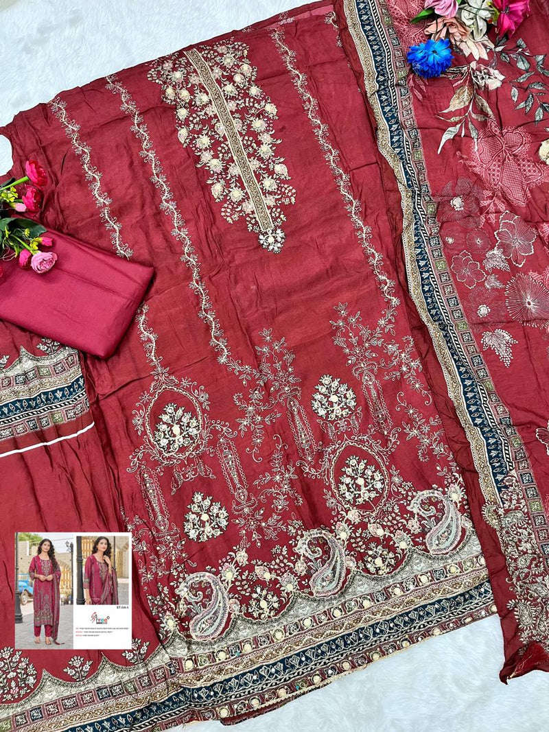 Shree Fabs KT 246 A Pure Viscous Maslin Digital Print And Hand Work Pakistani Suits