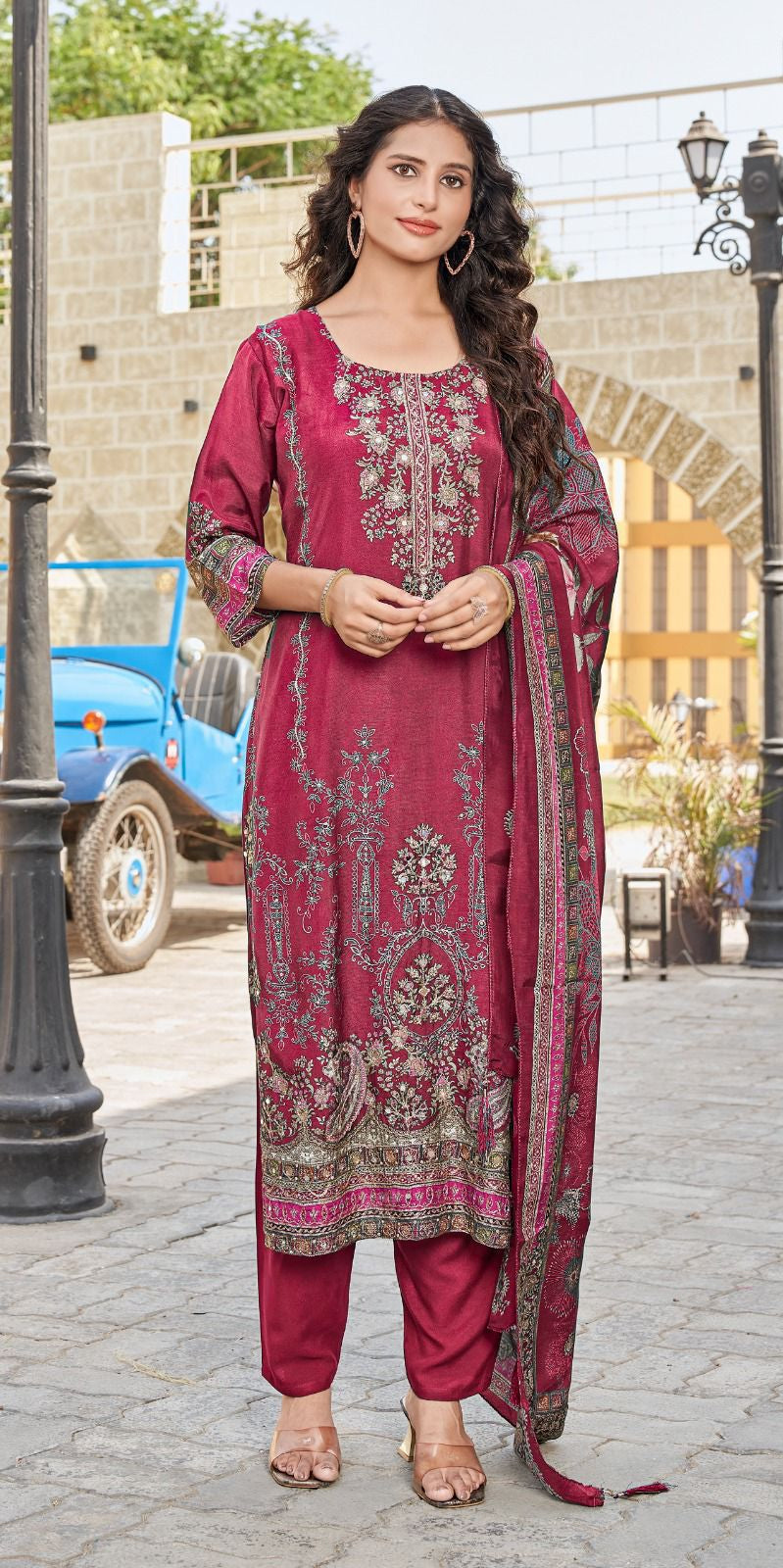 Shree Fabs KT 246 A Pure Viscous Maslin Digital Print And Hand Work Pakistani Suits
