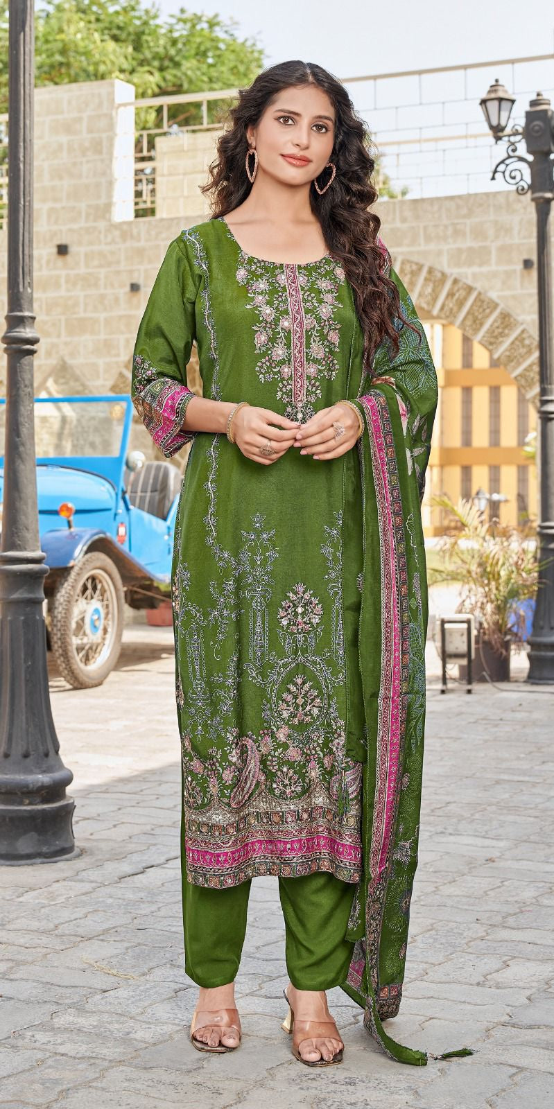 Shree Fabs KT 246 C Pure Viscous Maslin Digital Print And Hand Work Pakistani Suits