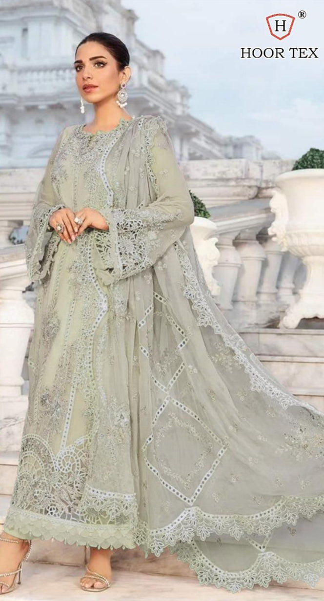 Hoor Tex H 361 C Fox Georgette With Embroidery Worked Pakistani Suits