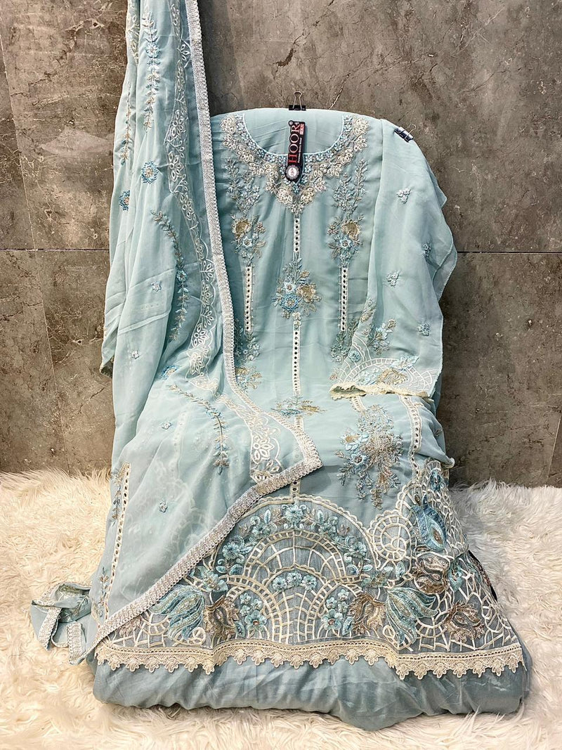 Hoor Tex H 361 B Fox Georgette With Embroidery Worked Pakistani Suits