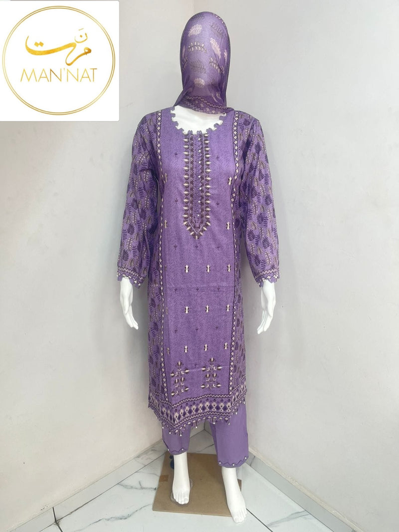 Mannat D 509 Readymade Lawn Suits With Heavy Embroidery Neck Work Pakistani Suits