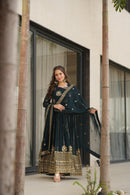 LW 9262 Designer Made By Zari Thread N Sequins Embroidery Readymade Gown