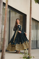 LW 9262 Designer Made By Zari Thread N Sequins Embroidery Readymade Gown