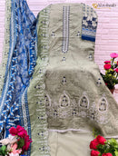 Al Zohaib 1086 Pure Cotton Print With Embroidery Self Work Pakistani Suits