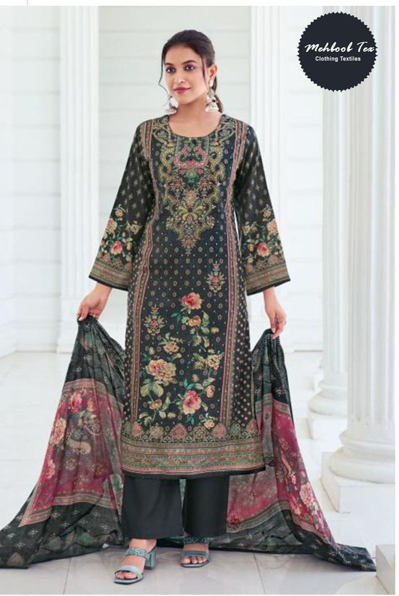 Mehboob Tex 1693 Pure Viscose Maslin Digital Print With Aari Handwork Pakistani Suits