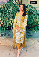 Jihan 3814 A Print With Exclusive Embroidery Patches Work Lawn Suits