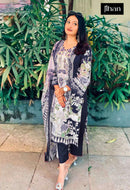 Jihan 3814 B Print With Exclusive Embroidery Patches Work Lawn Suits