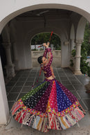 LW 7138 Georgette Print And Attractive Combination Of Wintage And Gamthi Embellished Work Navratri Lehenga