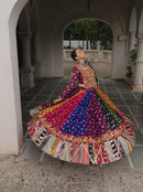 LW 7138 Georgette Print And Attractive Combination Of Wintage And Gamthi Embellished Work Navratri Lehenga