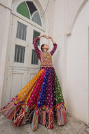 LW 7138 Georgette Print And Attractive Combination Of Wintage And Gamthi Embellished Work Navratri Lehenga