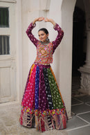LW 7138 Georgette Print And Attractive Combination Of Wintage And Gamthi Embellished Work Navratri Lehenga