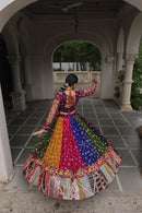 LW 7138 Georgette Print And Attractive Combination Of Wintage And Gamthi Embellished Work Navratri Lehenga