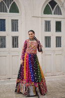 LW 7138 Georgette Print And Attractive Combination Of Wintage And Gamthi Embellished Work Navratri Lehenga