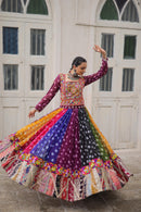 LW 7138 Georgette Print And Attractive Combination Of Wintage And Gamthi Embellished Work Navratri Lehenga