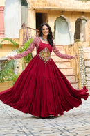 LW 9256 Maroon Attractive Navratri Special Gown Rich Sense Of Style