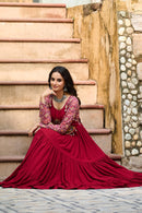 LW 9256 Maroon Attractive Navratri Special Gown Rich Sense Of Style