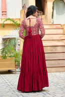 LW 9256 Maroon Attractive Navratri Special Gown Rich Sense Of Style