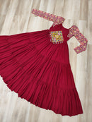 LW 9256 Maroon Attractive Navratri Special Gown Rich Sense Of Style