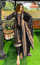 Aasha Designer 1102 B Pure Cotton Print Self Embroidery With Hand Work Khatli Pakistani Suits