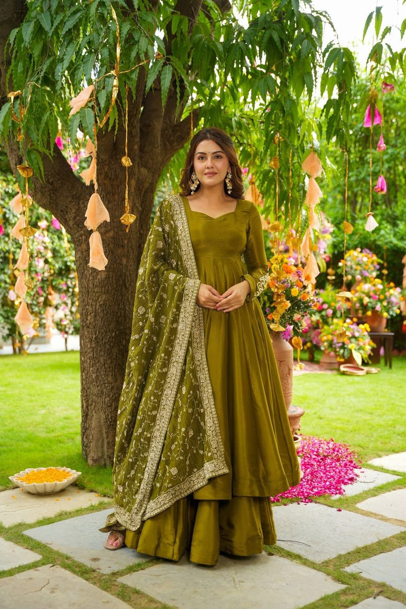 ZSR 3140 German Chiffon With Embroidery Sequence Work Fully Flair Traditional Suits