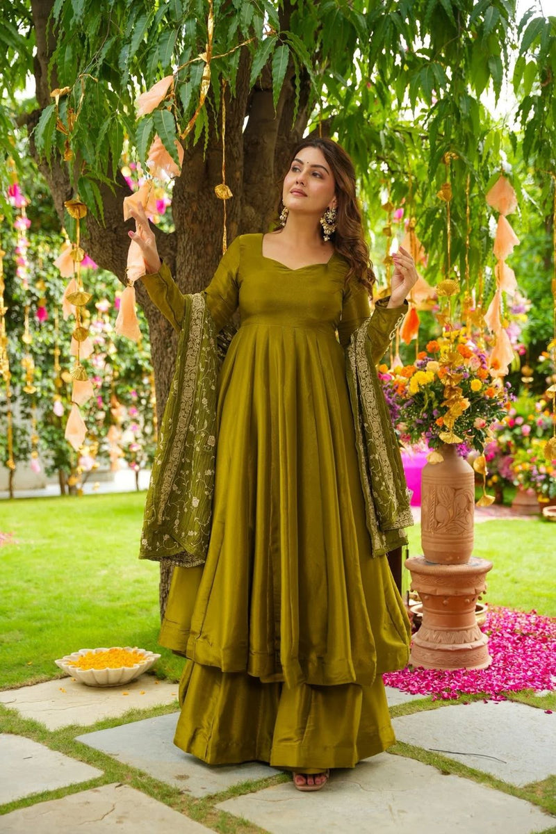 ZSR 3140 German Chiffon With Embroidery Sequence Work Fully Flair Traditional Suits
