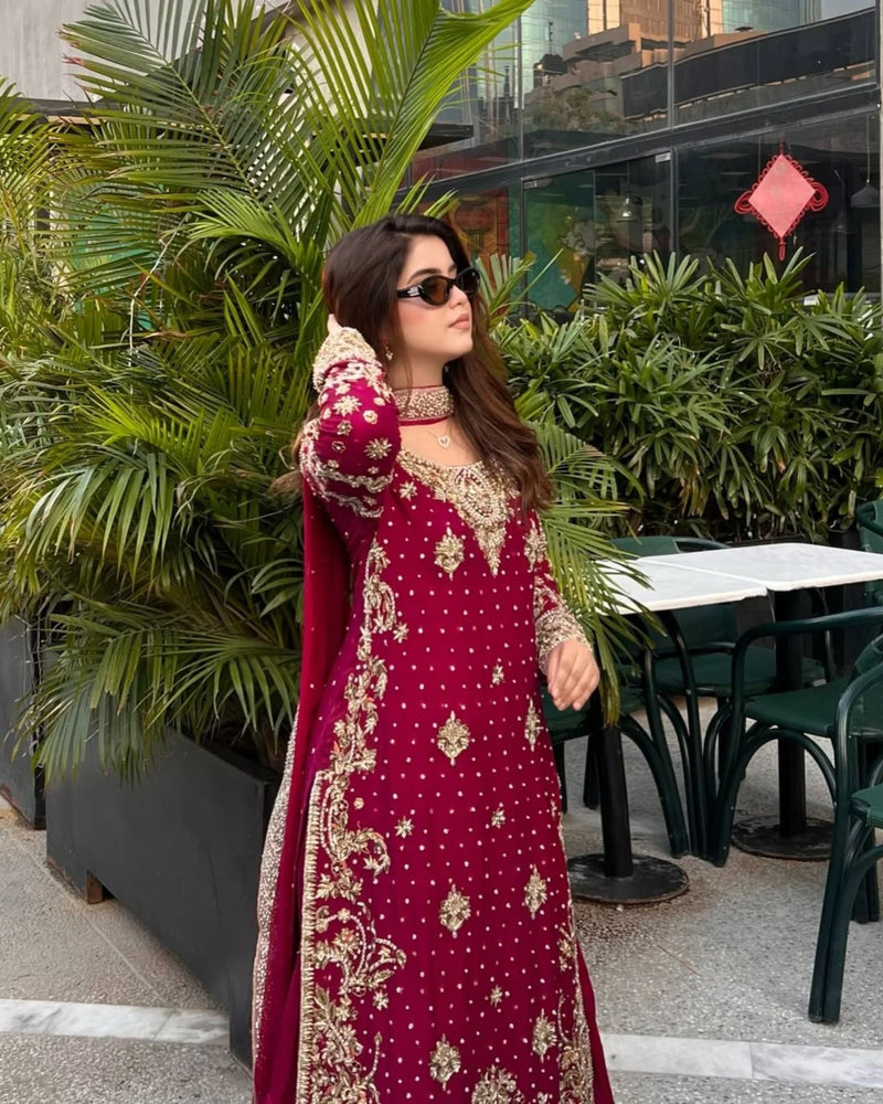 NSR 857 Pure Heavy Faux Georgette Silk With Heavy Embroidery Sequence Work Sharara