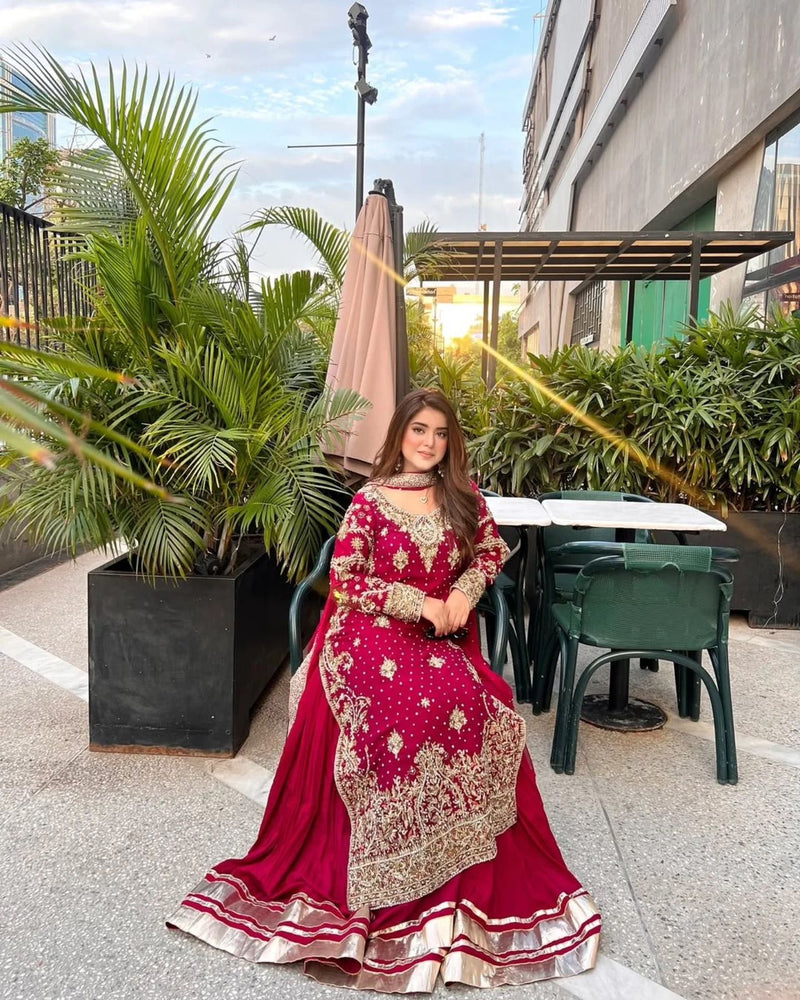 NSR 857 Pure Heavy Faux Georgette Silk With Heavy Embroidery Sequence Work Sharara
