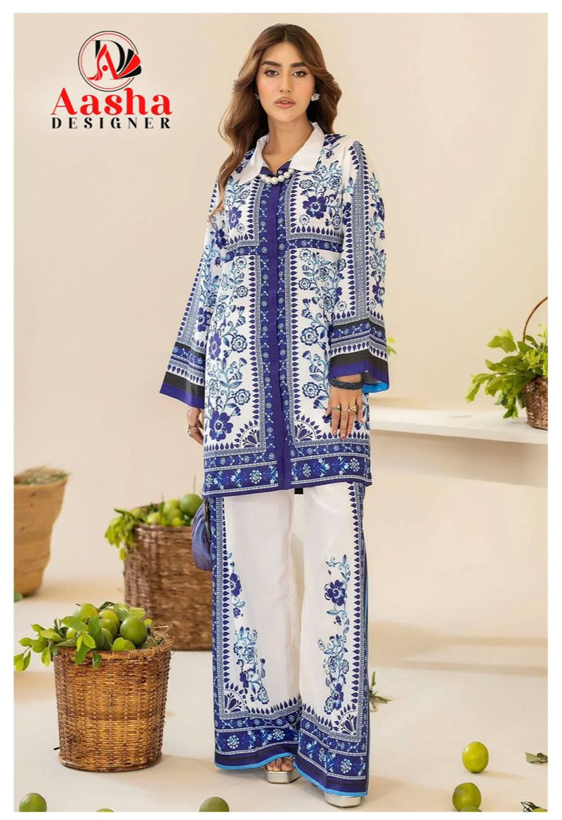 Aasha Designer 10017 Turkis Modal Satin Print Cord Set